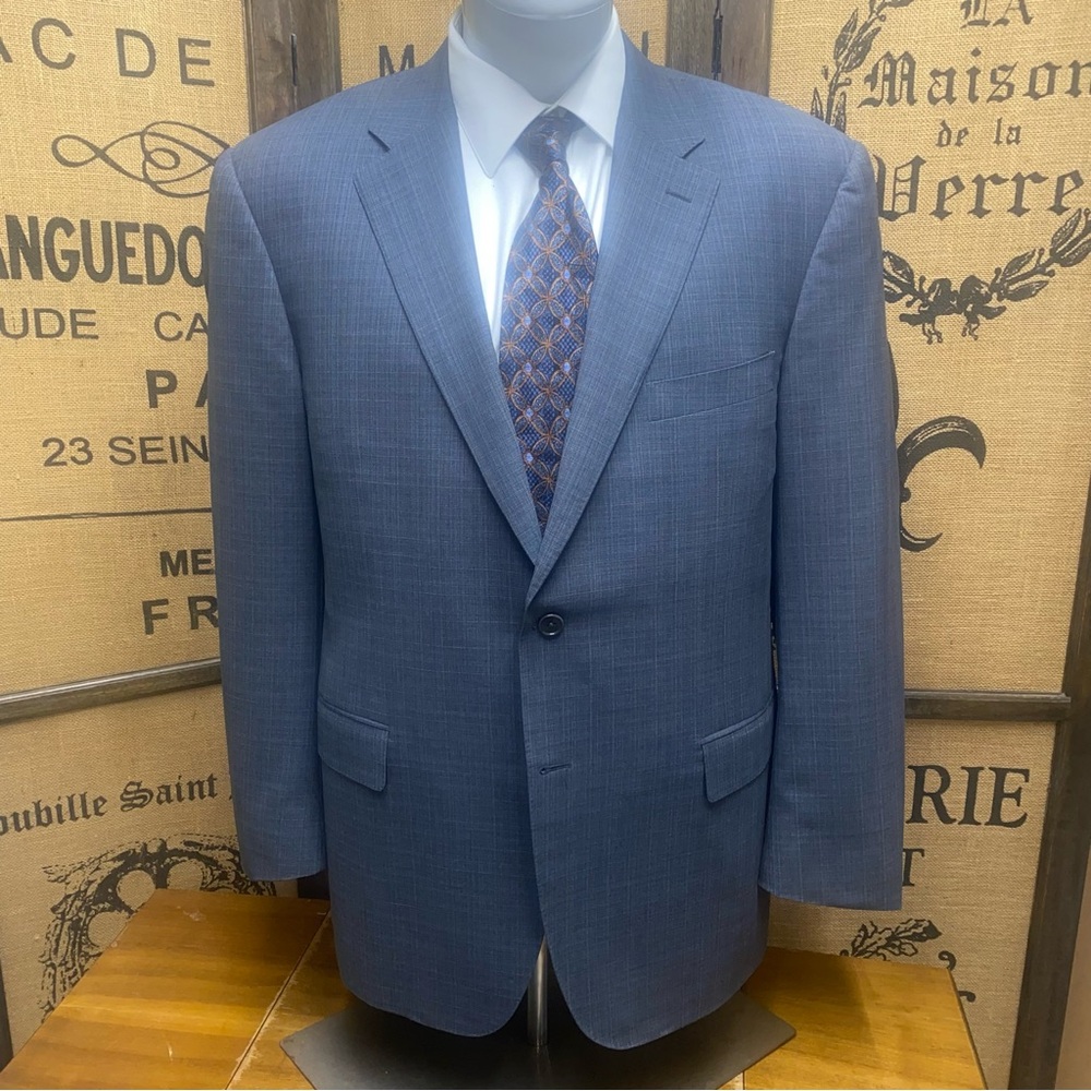 Canali Slate Blue Wool Blazer, 58R (US Equivalent 48R)